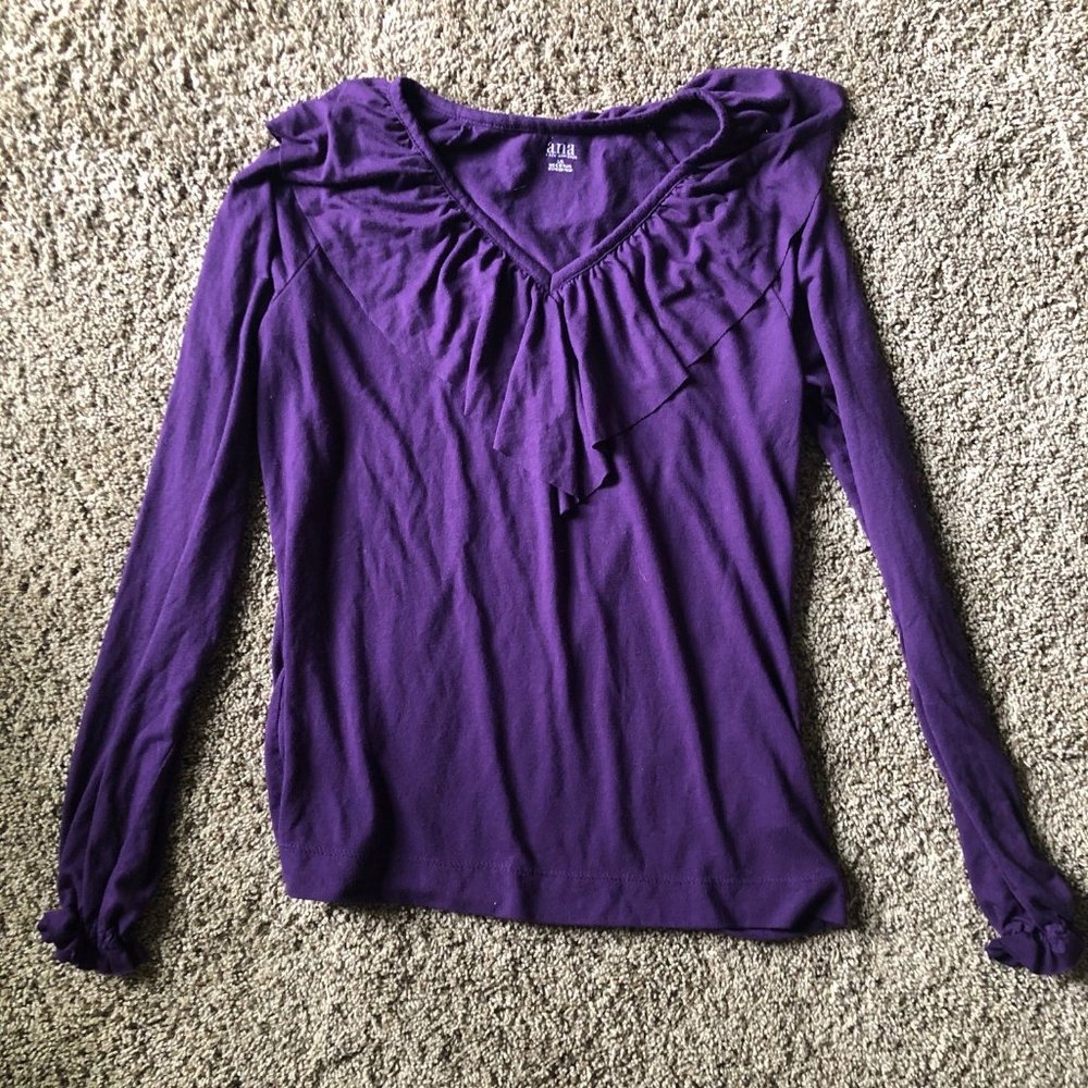 ana v-neck blouse with elastic sleeves & ruffles